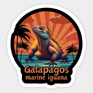 Galapagos marine iguana retro sunset vintage Sticker